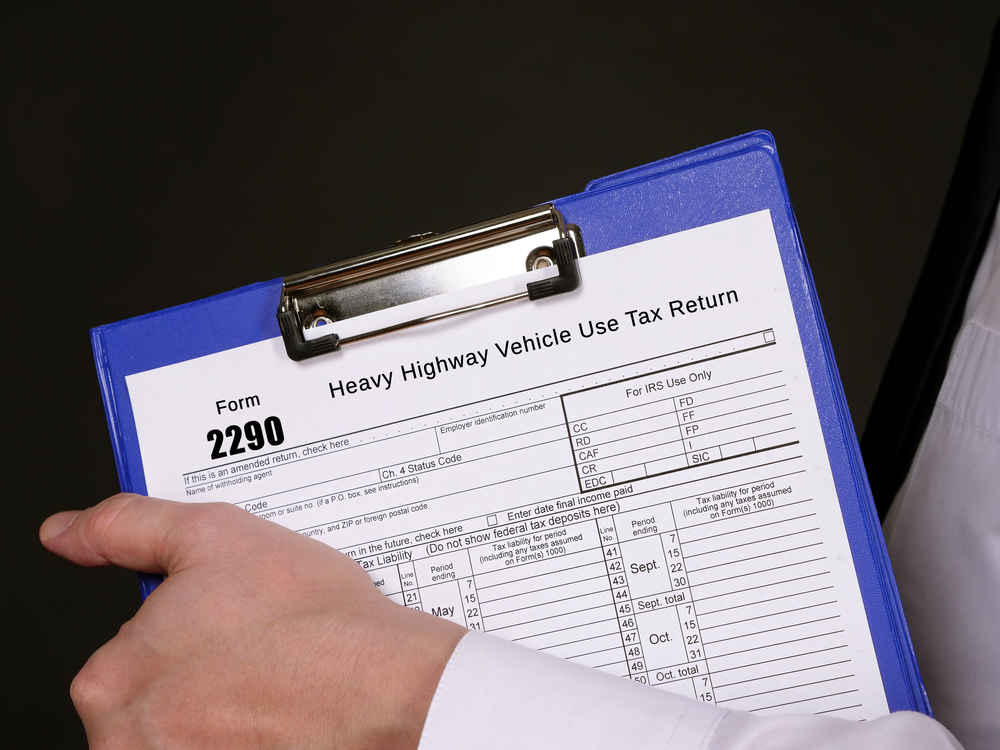 Close-up view of IRS Form 2290 for online filing guidance