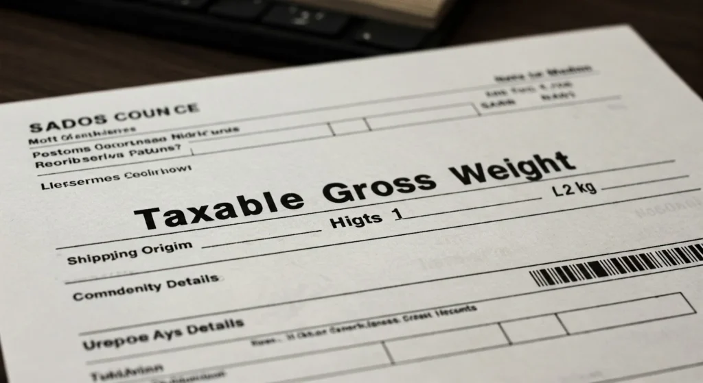 Document detailing taxable gross weight information