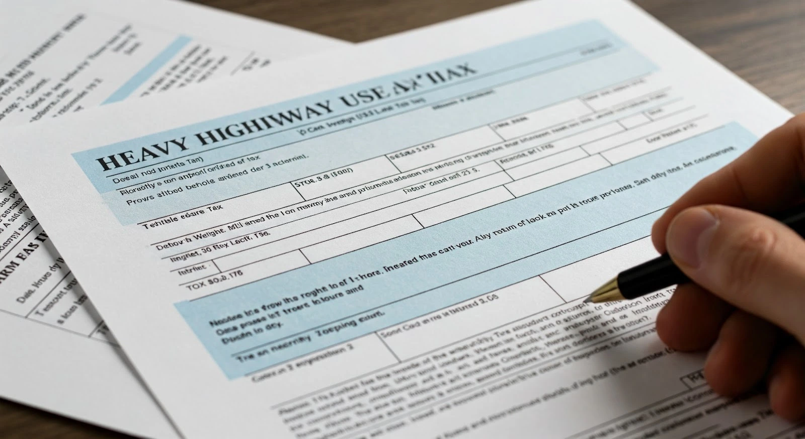 Heavy highway use tax form with handwritten entries